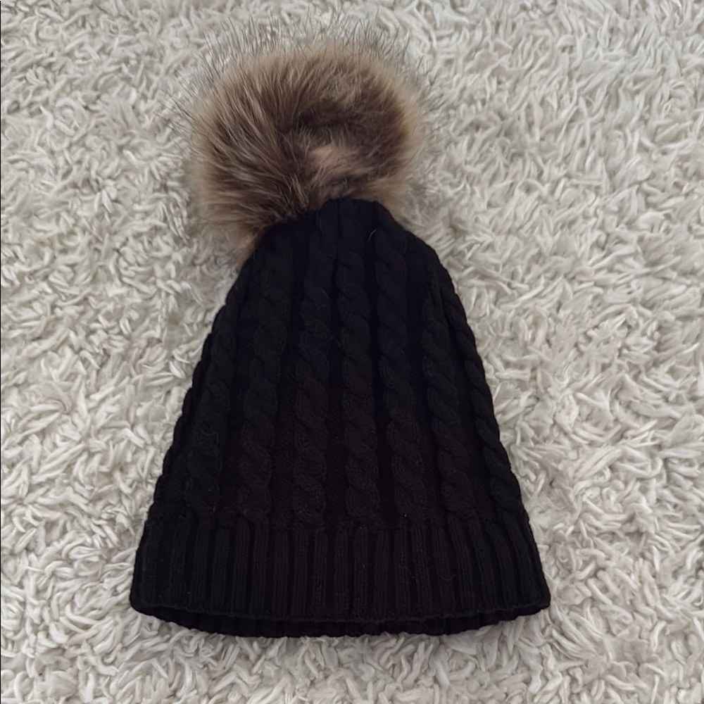 Cozy Black Knit Pom-Pom Beanie
